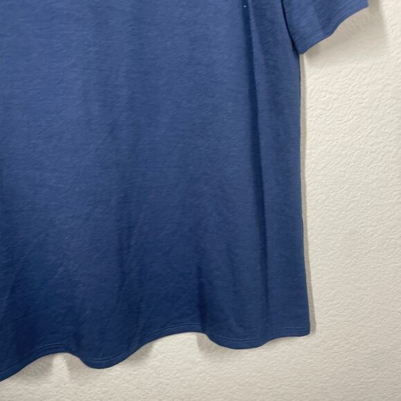 Adrianna Papell Womens Flutter Sleeves Boxy Top Tee Navy Crew Neck Stretch - Picture 4 of 6